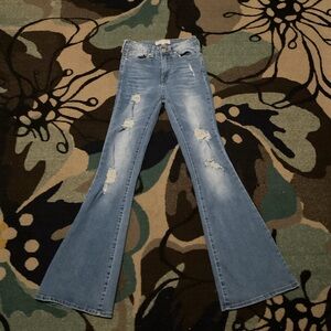 Almost Famous Light Blue Distressed Flare Jeans